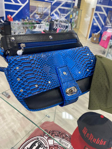 Blue/Black Snakeskin Sling Bag