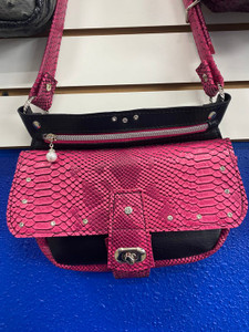 PINK/Black Snakeskin Sling Bag