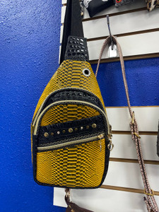 Yellow/Black Snake Skin Sling Bag