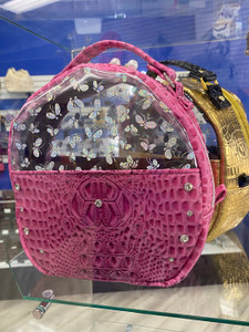 Pink Alligator make-up Bag