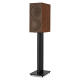 KEF R3 Standmount Speaker in Walnut finish with grille on stand