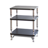 Solid Steel HP-3 Ceramic Hi-Fi Rack (Slate Black) — hero view (stainless steel frame)