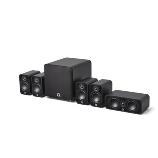 Q Acoustics 5010 5.1 Plus Cinema Pack Matt Black — full 5.1 system pack shot