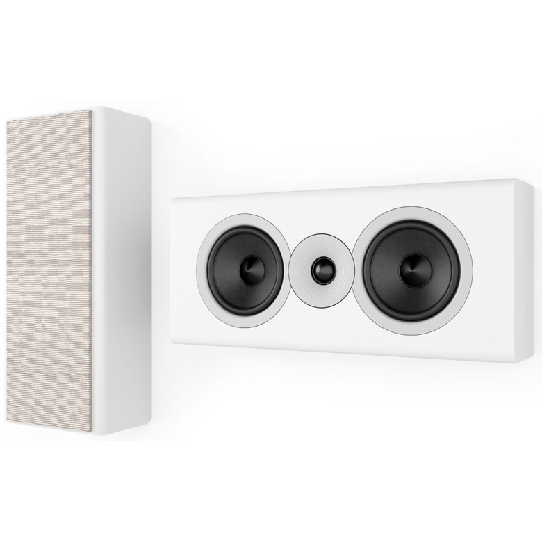 Acoustic Energy AE307 MK2 On-Wall Speaker Matte White (Single) — front view showing both orientations