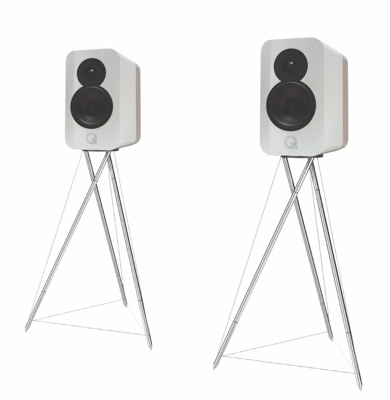 Q Acoustics Concept 300 Bookshelf Speakers (Pair) (White and Oak (with Stands))