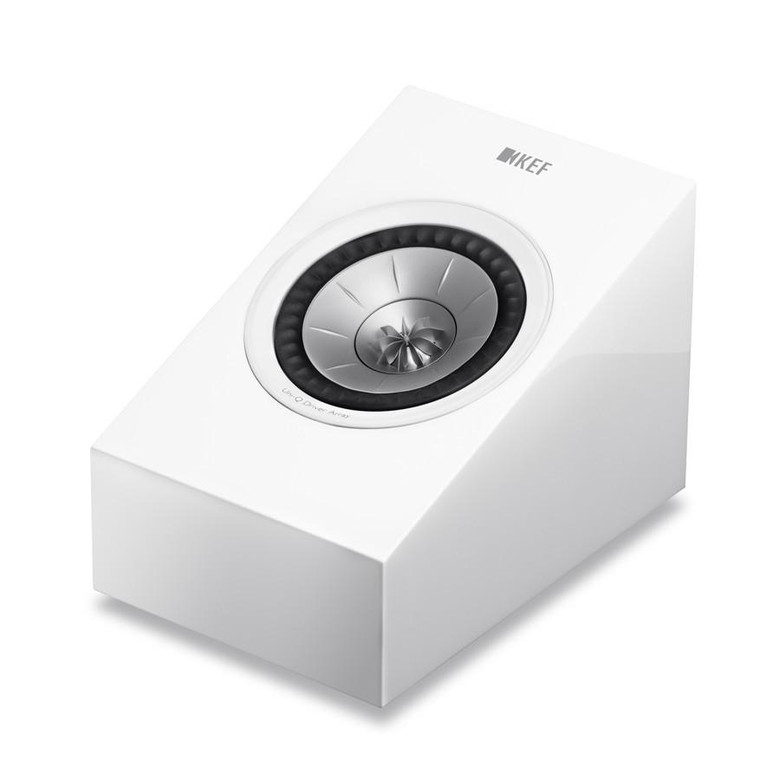 KEF R8a Dolby Atmos Speaker Gloss White — Uni-Q driver, front hero angle