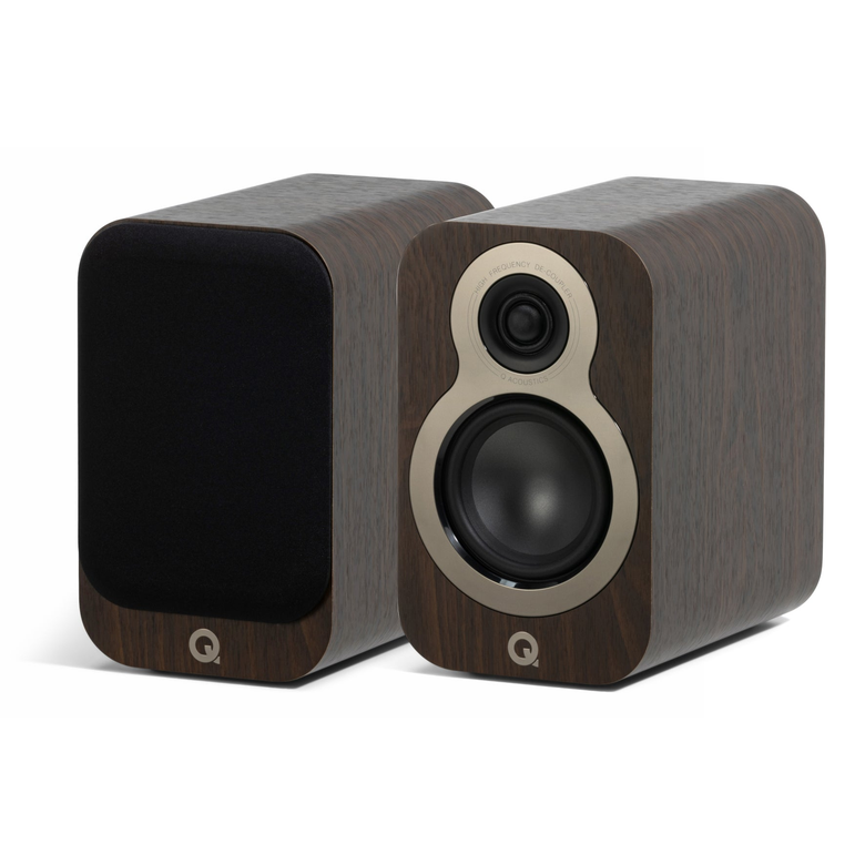 Q Acoustics 3010c Bookshelf Speakers Walnut (Pair) — hero view