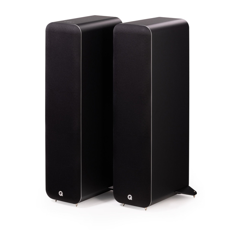 Q Acoustics M40 Wireless Micro-Tower Speakers Black front angled pair view