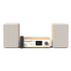 Pure Classic Stereo Music System Cotton White and Oak — front view with remote
