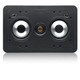 Monitor Audio CP-WT240-LCR in-wall speaker front view without grille showing twin 4-inch C-CAM bass drivers and gold dome tweeter