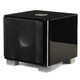 REL Acoustics T/7x (Piano Black) angled view with grille