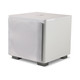 REL Acoustics HT/1205 MKII Subwoofer White — angled view (grille on)
