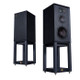 Wharfedale Linton Speaker Stands Black Oak (Pair) — with Linton speakers