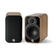 Q Acoustics 5010 Bookshelf Speakers Holm Oak (Pair) — front pair view (grille on/off)