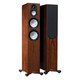 Monitor Audio Silver 300 7G Floorstanding Speakers Natural Walnut (Pair) — front view (grille on/off)