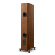 KEF R5 Meta Floorstanding Speakers Walnut (Pair) — rear three-quarter view