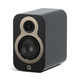 Q Acoustics 3010c Bookshelf Speakers Satin Black (Pair) — front angled view (grille off)