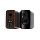 Q Acoustics Concept 300 Standmount Speakers Black and Rosewood (Excl. Stand) (Pair) — front and rear view (pair, grille off)