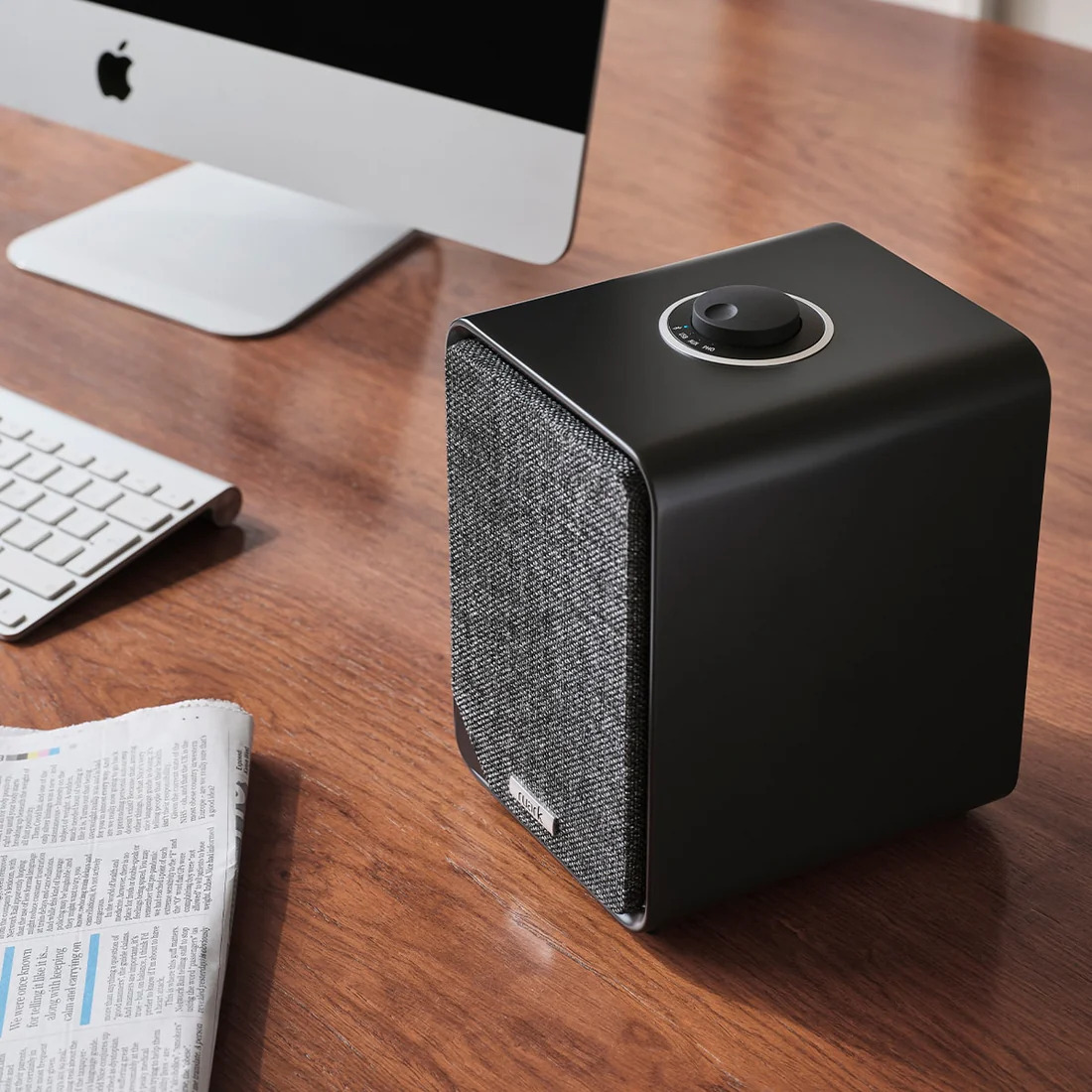 Ruark MR1 Mk3 active speakers on desktop