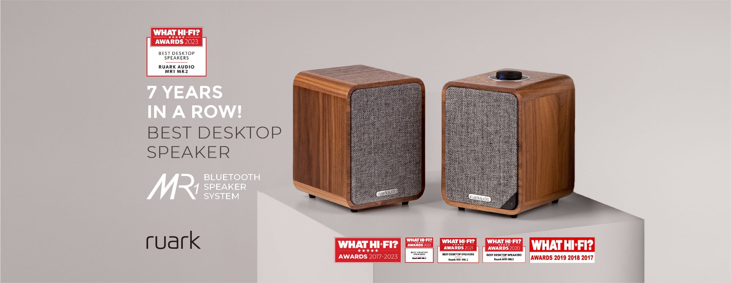 Ruark MR1 Mk3 active Bluetooth speakers award banner