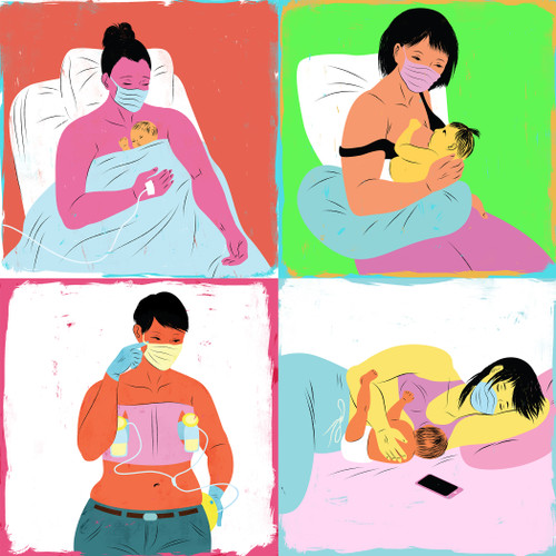 COVID-19 Breastfeeding and Birth illustration bundle
