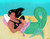 Illustration of a breastfeeding mermaid and child