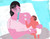 Mother breastfeeding baby after birth complications