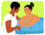 Doula holding mother's hand during water birth