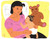 Young breastfeeding mother breastfeeding next to teddy bear