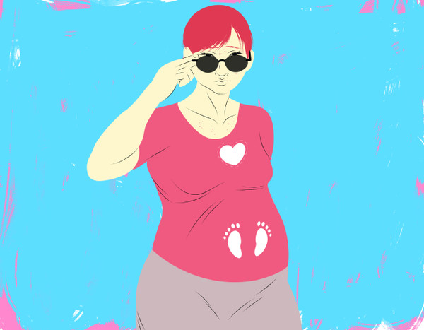 Pregnant mother wearing sunglasses
