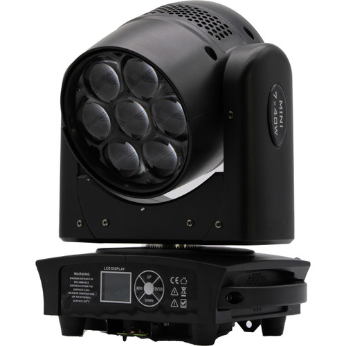 Jaspertronics™ 7x40W RGBW LED Bee Eye Moving Head Stage Spot Light with Beam/Wash/Zoom/Strobe Effects - Sound Activated for DJs, Stage, Church and More - 1 Pack