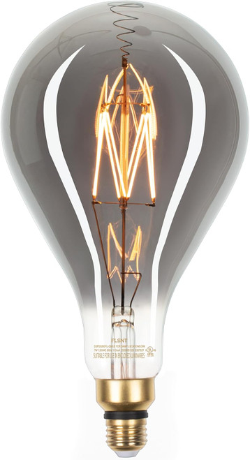 Jaspertronics™ LED Large Decorative Pendant Light Bulbs 25W Equivalent, Dimmable LED Oversized Bulbs with Smoke Glass, 1800K Warm White, 7W, 200LM, E26 Base, PS160/PS52