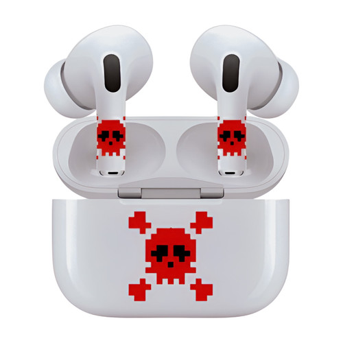 AirSkins - Stylish & Durable Decals for AirPods 3, Red Skull Design Earbuds & Case Skin, Scratch-Resistant, Precision Fit, Wireless Charging Friendly, Easy Application - 58 Designs Available