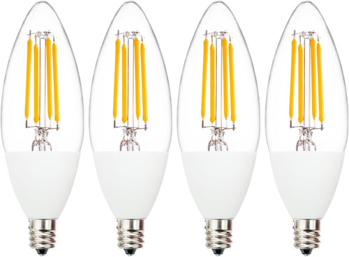 Jaspertronics™ Dusk to Dawn Outdoor Sensor LED Edison Bulbs, 4W (40W Eqv.), 450LM, B11 LED Candelabra Bulb E12 Base, Auto On/Off Photocell for Energy-Efficient, 2700K Soft White, 4 Pack