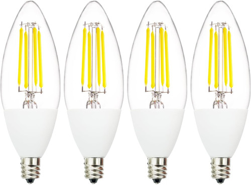 Jaspertronics™ Dusk to Dawn Outdoor Sensor LED Edison Bulbs, 4W (40W Eqv.), 450LM, B11 LED Candelabra Bulb E12 Base, Auto On/Off Photocell for Energy-Efficient, 5000K Cool White, 4 Pack