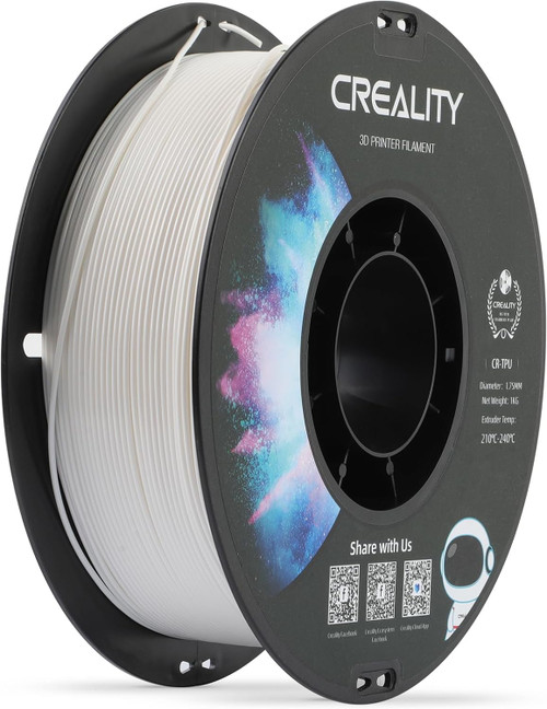 Creality 95A TPU Filament 1.75mm - Flexible & Durable 3D Printing Filament, Elastic & Soft Thermoplastic Polyurethane, 1kg/2.2lbs Spool, High-Speed Printing, Compatible with FDM Printers - White