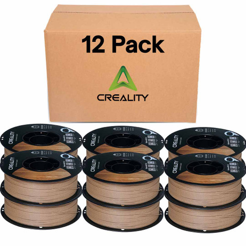 Creality 1.75mm PLA Wood Filament 12 Pack of 1KG Spools, Premium CR-Wood, Exquisite Wood Texture, Smooth Feeding, Stable Printing, Low Shrinkage, Eco-Friendly, Compatible with FDM 3D Printers