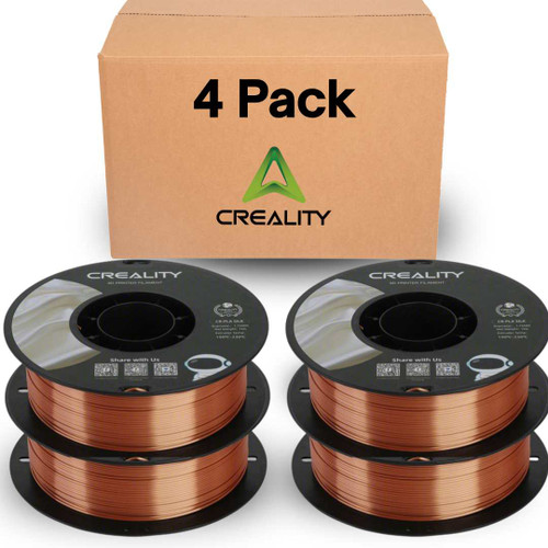Creality Silk PLA Filament 4-Pack - 1.75mm, High Gloss & Smooth Texture, 2.2lb Spools Each, Clog-Free, Compatible with Most FDM Printers, Easy Mold, Low Shrinkage - Red Copper