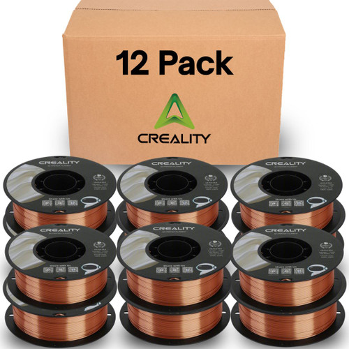 Creality Silk PLA Filament 12-Pack - 1.75mm, High Gloss & Smooth Texture, 2.2lb Spools Each, Clog-Free, Compatible with Most FDM Printers, Easy Mold, Low Shrinkage - Red Copper