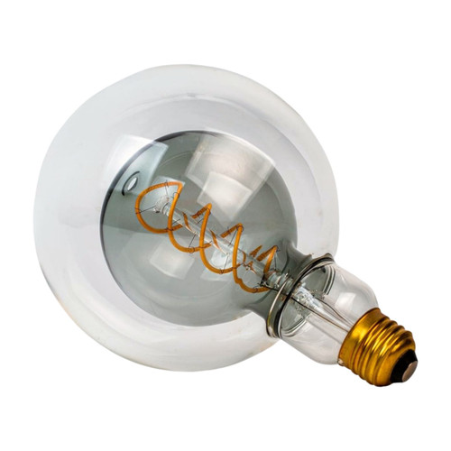 Jaspertronics™ Oversized G125 Globe LED Edison Bulbs - 2700K Soft White, Dimmable, 7W (40W Equivalent), E26 Base, Smoke Glass, CRI90, 300 Lumens - 1 Pack