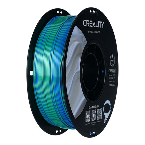 Creality Silk PLA 3D Printer Filament - 1.75mm, High Gloss & Smooth Texture, 2.2lb Spool, Clog-Free, Compatible with Most FDM Printers, Easy Mold, Low Shrinkage - Blue-Green