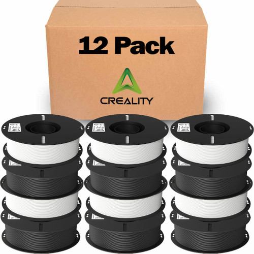 Creality Ender PLA Filament 1.75mm 12 Roll Bundle  - 6 Black Roll & 6 White Roll – No-Tangle, Eco-Friendly, Strong Bonding, Universal 3D Printer Fit