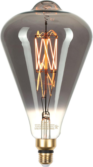 Jaspertronics™ Vintage Oversized LED Edison Bulbs 40W Equivalent, Decorative Dimmable LED M-Type Filaments Bulbs with Smoke Glass, 2200K Warm White, E26 Base, 7W, 350LM, ST164