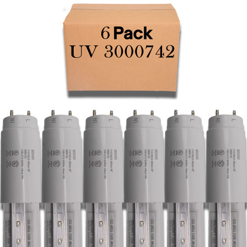 6 Pack of Ushio Indiglow LED T8 15W black light lamp for special effects, model 3000742.