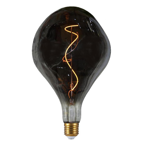 Jaspertronics A165S oversized smoke vintage LED Edison bulb, E26 dimmable 7W 2200K warm white