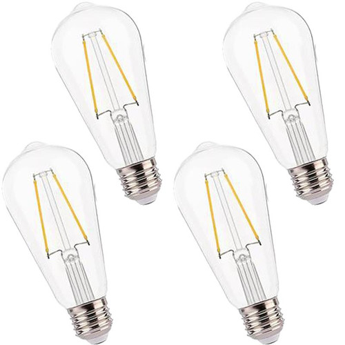 Jaspertronics™ ST19 LED Edison Bulbs for String Lights - 2700K Soft White, 2W (25W Equivalent), 180LM, E26 Base, Non-Dimmable, Energy-Efficient Outdoor Lighting for Patio, Garden, Gazebos & Events - 4 Pack