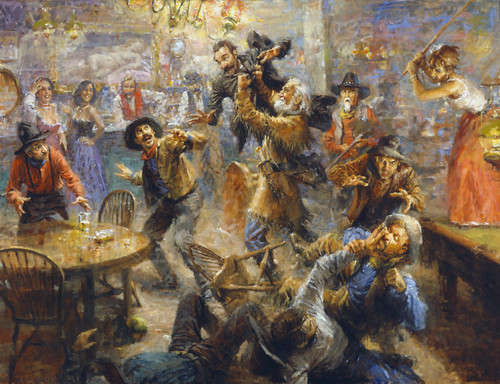 After the Poker Game the Boys Settled Up by Andy Thomas - Canvas Open Edition - 12 x 16