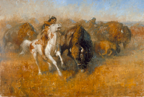 Buffalo Hunt by Andy Thomas - Canvas Giclee Limited Edition Signed & Number 95 - 24 x 36