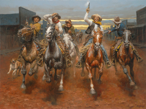 Charge of the Bar T Brigade by Andy Thomas - Canvas Giclee Limited Edition Signed & Numbered 195 - 36 x 48