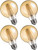 Jaspertronics™ G25 LED Edison Light Bulbs - 2200K Warm White, Dimmable, 4W (40W Equivalent), 350LM, E26 Base, Amber Glass, CRI90, Energy-Efficient Accent Lighting for Indoor Use - 4 Pack